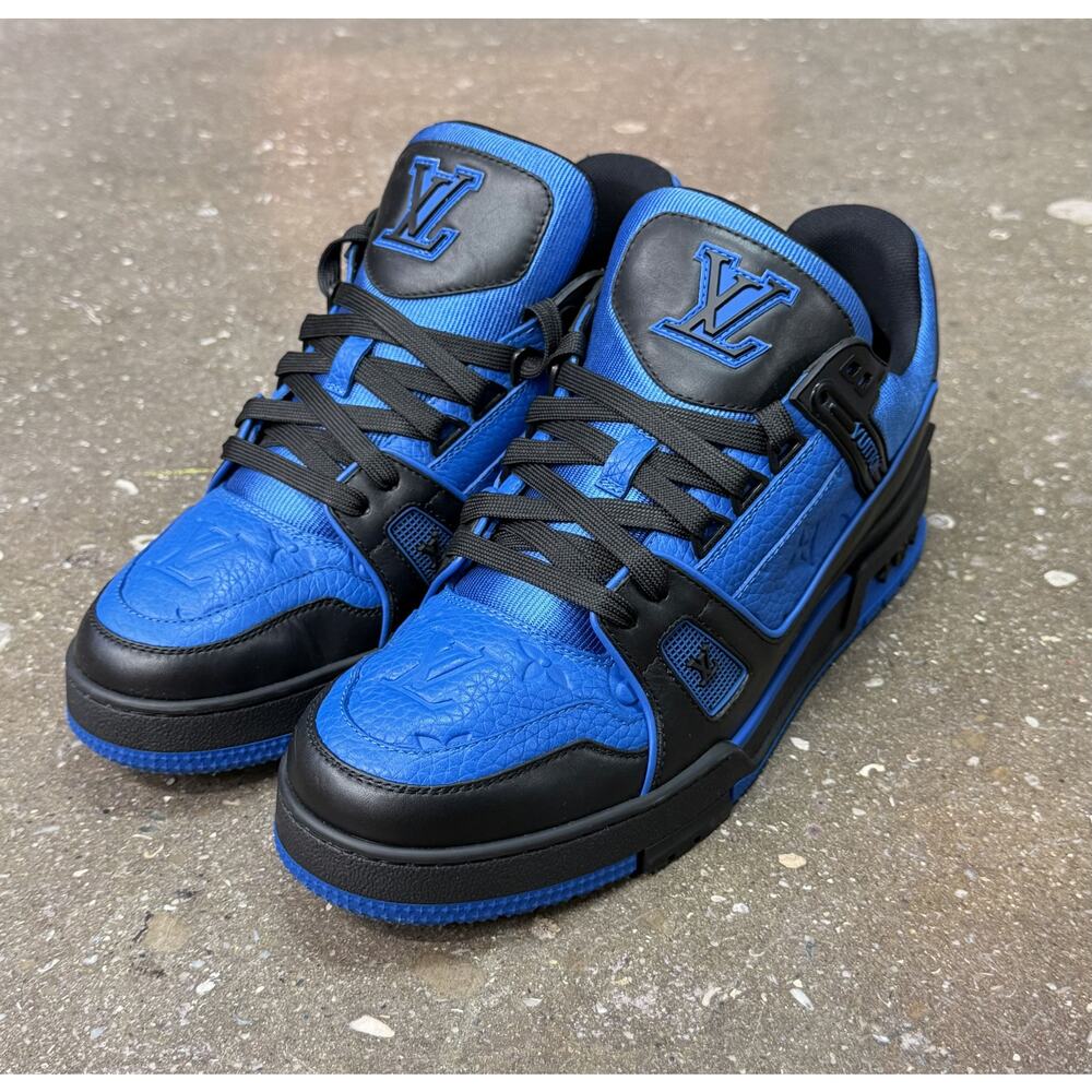 Louis Vuitton Trainer Blue/Black Monogram Sneakers - Picture 5 of 11